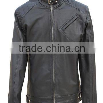 2015 MENS SLIMFIT LEATHER JACKET BLACK COLOR