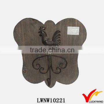 shabby wood butterfly shape plaque cock design toilet coat hook