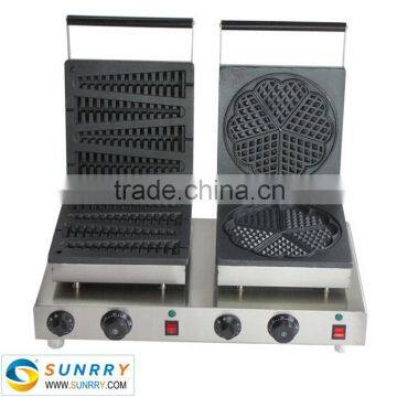 Industrial lolly waffle pressing machine maker and heart shape waffle baker for sale