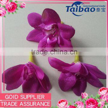 Tianjin factory wholesale silk purple head orchid for fabric flower brooch