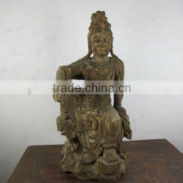 wood laughing buddha statu