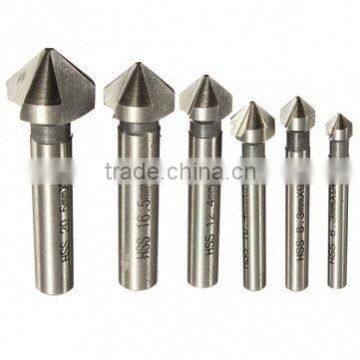 6pcs 3 flute 90 degree HSS Chamfer Cutter Chamfering Drilling Mill Drill Set Milling Cutting Tool Set