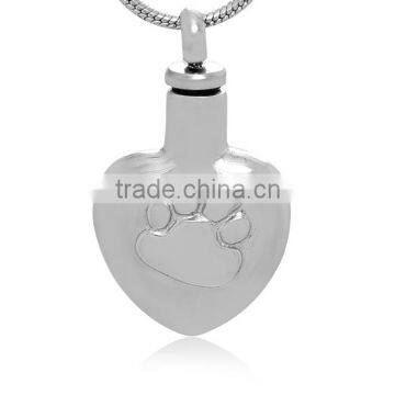 Wholesale Hip Hop Silver Heart Printed Pet Dog Paws Jewelry Custom Design Stainless Steel Metal Pendant Cremation