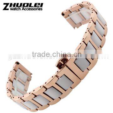 16|18|20mm Charming High Quality Stainless Steel Ceramic Watch Bracelet White Black Wholesale 3PCS