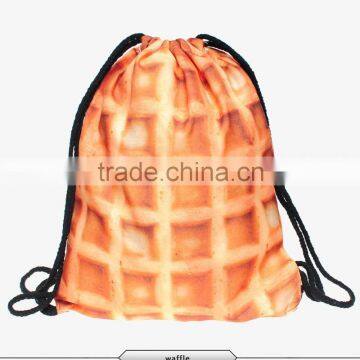 Waterproof Polyester 3d Printing Candy Design Drawstring Backpack