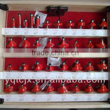 TC-035A 6mm Shank 35PCS TCT Router Bit Set In Wooden Box With Transparent Window