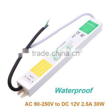 Water-Resistant Convert AC 90-250V to DC 12V 2.5A 30W Voltage Driver Transformer IP67 Transformers Switch Power for Led Strip