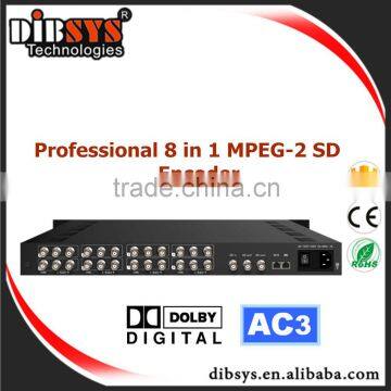 digital tv broadcasting equipment mpeg2 sd 8 in 1 encoder with digital tv multiplexer and AC3 audio encoding