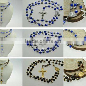 Fashion bling stainless steel necklace rosary