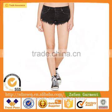 Wholesale Customized Sexy Ladies Frayed Hem Distressed Denim Cutoffs Jeans Shorts For Women