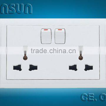 Double 3-feet universal wall switch socket