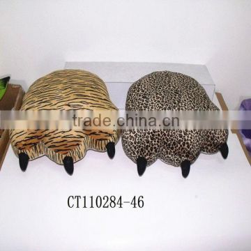 Leopard-print Paw-shape Plush Cushion