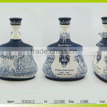 Hot Sale Hand made Ceramic Relief Wine Bottle