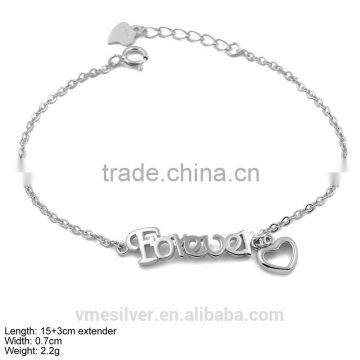 BZA2-007 925 sterling silver Love Forever Bracelet with Heart                        
                                                                                Supplier's Choice