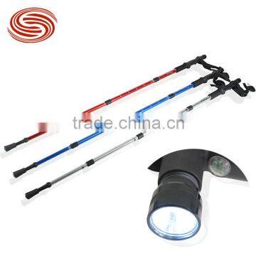 Retail aluminum four shock absorbers T handle with light curved handle cane walking stick walking sticks rubber handle cane