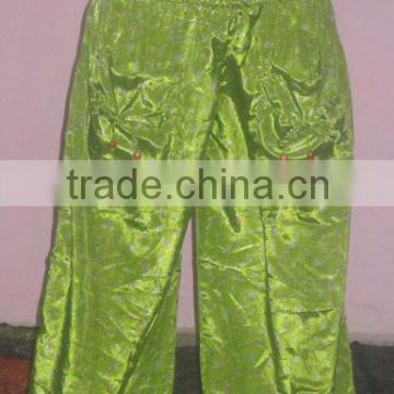 Exclusive Assorted Color Print Silk Sari Harem Pants For Womens