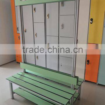 Cheap changing room decorative hpl locker with bench