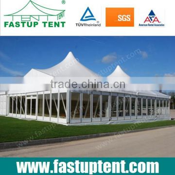 White PVC Roof Cover Glass Wall High Peak Pole Party Tent