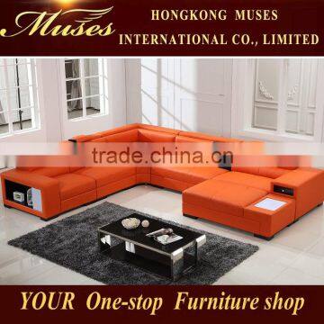 2015 hot sale orange leather sofa furniture with Led AS1362#