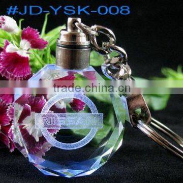 Unique Round Sandblasting Crystal keychain with LED light                        
                                                Quality Choice