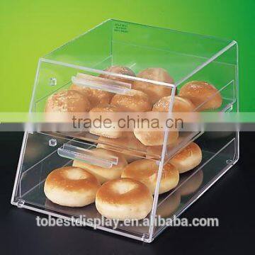 elegant 2 tiers clear acrylic bread box,acrylic bread display cabinet,acrylic bakery display case