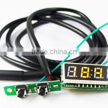 12V/24V 0.56" LED Time/Voltage/Temp 3in1 Panel YellowMeter DC Monitor Meter