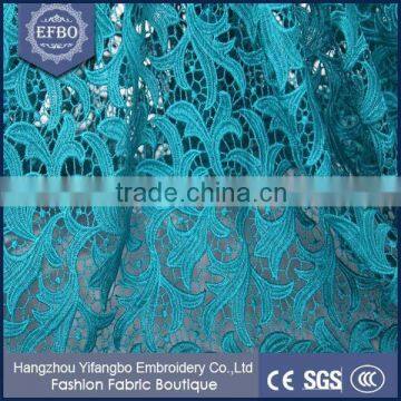 2016 Teal Plain Nigeria Laces Guipure Swiss Cheap Embroidery Lace Fabric With Holes/ Wedding Dress Water Soluble Fabric photo-2