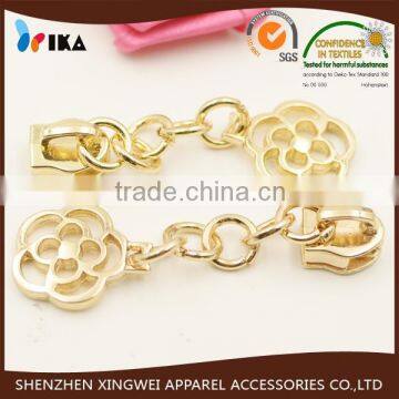 zinc alloy metal rose gold zipper puller