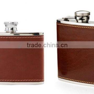 Different capacity leather hip flask