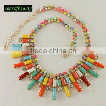 handmade crystal mix color flashing crystal necklace