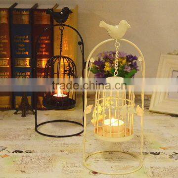 European-style retro portal bird cage decorative metal candle holder with leaves and flowers