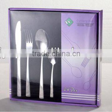 24PCS Stainless Steel Wedding/Christmas Gift Cutlery Set With Color Box Packing