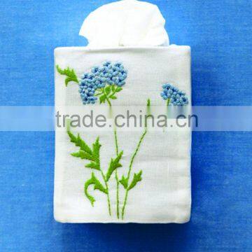 Decorative embroidery tissue box cover handmade- no 1