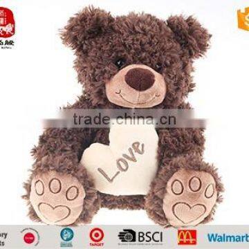 Brown Teddy Bear with Love Heart Plush Toys Soft Stuffed Teddy Bear