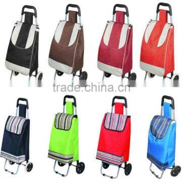 Folding trolley shopping cart with removable bag and detachable wheels, stainless steel luggage cart