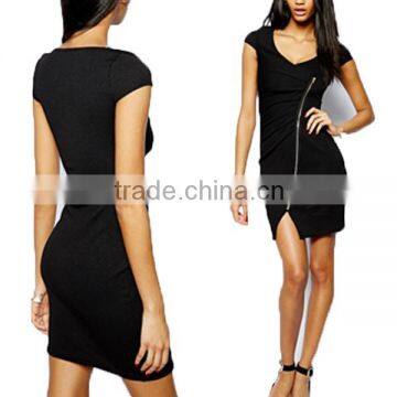 Textured Bodycon Sexy Club Dress 2014 with Zip Front Women Dresses L1471