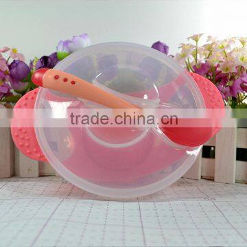 Baby Spoon Bowl Learning Dishes Suction Cup Assist food Bowl Temperature Sensing Spoon Baby Tableware Covered Bowl