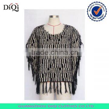 Knitted fringe design autumn sweater women smart casual wear