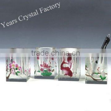 colorful crystal glass pen holder office stationery