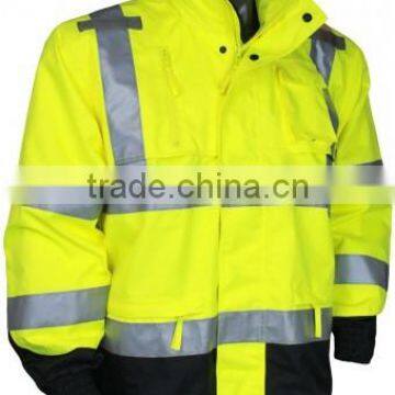 Hi Vis Safety polyster Work jacket with reflective tape