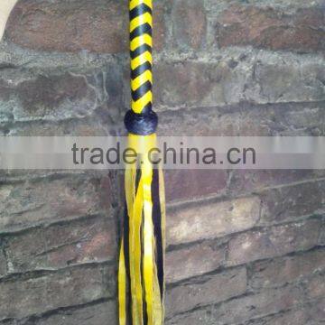 Black & Yellow 100% Genuine Real Leather Flogger Bull Hide Leather Whip