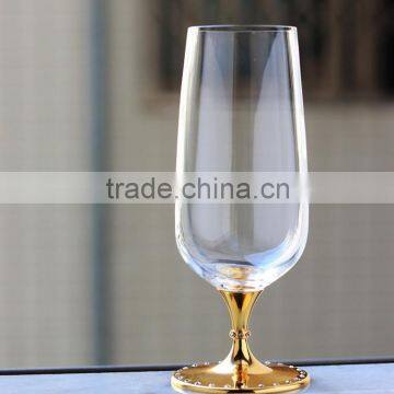 Glass Drinkware Custom Type Certification Glalead Free Clear Crystal Stem Big Glass Beer With Rose Gold Stand photo-5