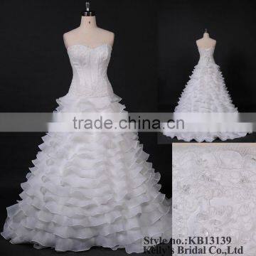 2013 two piece wedding dress with organza skirt