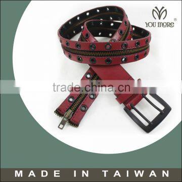 Red Japan hot sell market waist zipper leather belt