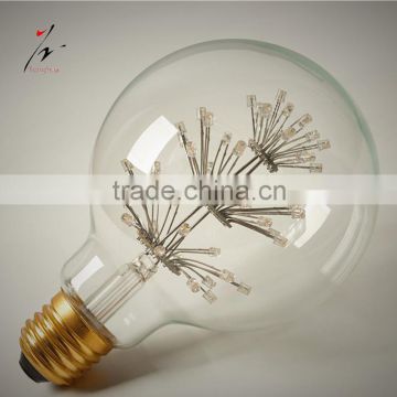 LED Fireworks Filament Light Edison Vintage Light Bulb G80 Decorative lamp 110V 220V