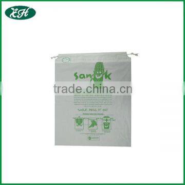 Cornstarch made eco friendly drawstring garbage bag