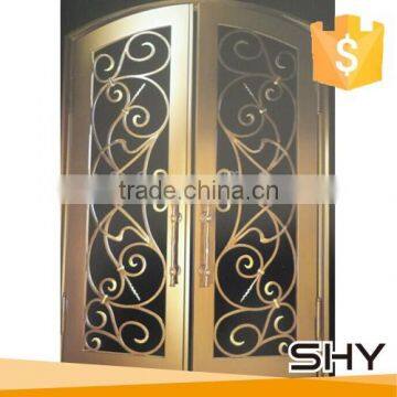 Decorative burglarproof wrought iron and glass door