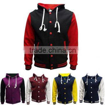 Contrast Color Waterproof Varsity Jacket with hood