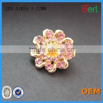 Flower-shaped Design Popular Crystal Alloy Rhinestone Button for Attire Decoration in Yiwu, China