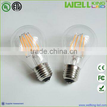 60*108mm 6W 360 Degree E27/E26 Based Dimmable Led Filament Bulb with UL DLC CE Approved